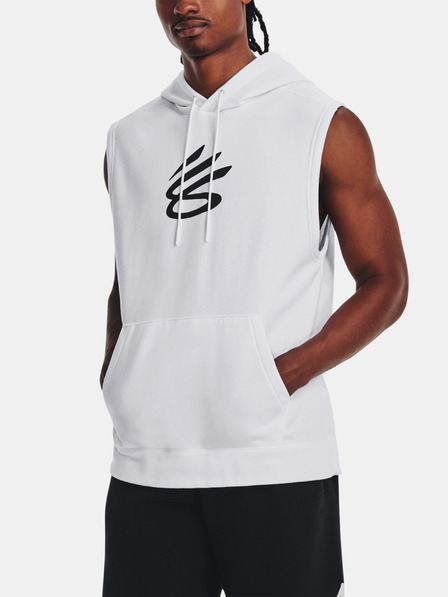 Under Armour Curry Fleece SLVLS Hoodie-WHT Bluza
